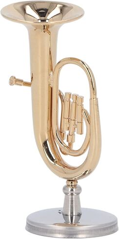 Mini Tuba Model, Miniature Brass Gold Plated Euphonium Model, Euphoniums Musical Instrument with Base or Home School Office in Saudi Arabia