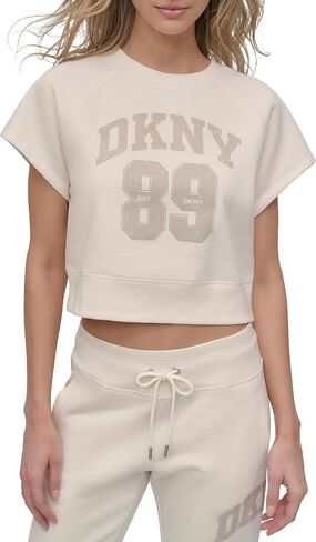 DKNY womens Rhinestone Logo French Terry Crewneck Sweatshirt in Saudi Arabia