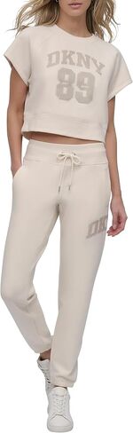 DKNY womens Rhinestone Logo French Terry Crewneck Sweatshirt in Saudi Arabia