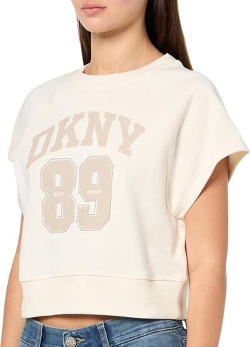 DKNY womens Rhinestone Logo French Terry Crewneck Sweatshirt in Saudi Arabia