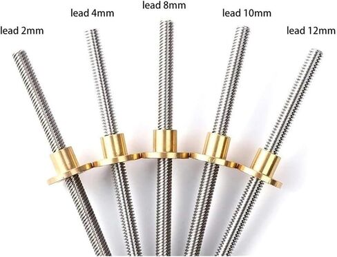 Metal Ball Screw nut T12 Lead Screw Stainless Steel Trapezoidal Screw Brass Nut Pitch 2mm Lead 10mm Trapezoidal Rod(100mm) in Saudi Arabia