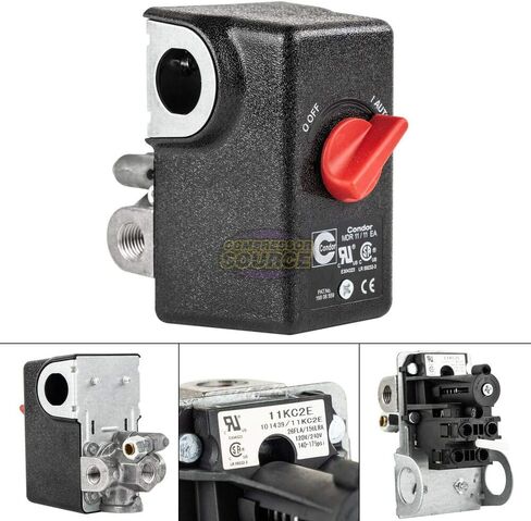 FYSSHUO 4-Port 1/4" FNPT MDR11/11, 11KC2E Pressure Switch Control Valve, 140-175PSI, Black, Push Button, Pressure Actuator, Normally Closed, Automatic Operation, IP54 Rated in Saudi Arabia