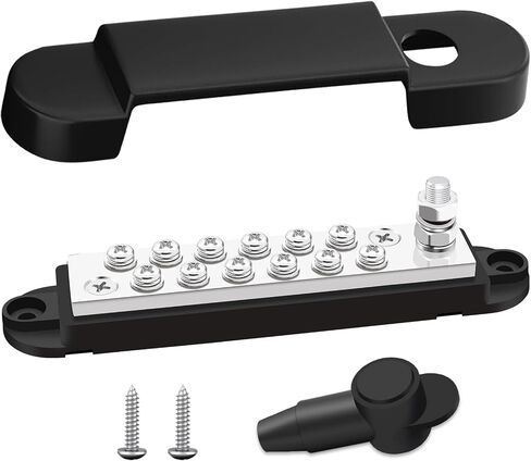 650A Marine Bus Bar Heavy Duty Power Distribution Block, Battery Busbar, Automotive Buss bar Terminal Block with 6X 3/8" (M10) Studs for Car, Boat and Solar Wiring (Black+Red) in Saudi Arabia