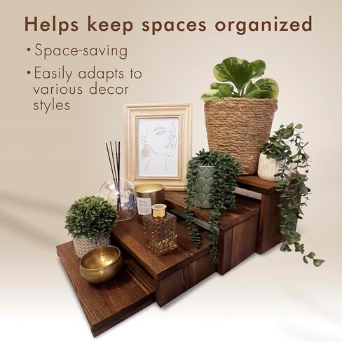 4-Tier Ultra Wide Wooden Display Stand, Wood Riser for Table Display, No Tools Required, Easy to Assemble, Durable Wood Stands for Dessert Table & Home Deco in Saudi Arabia