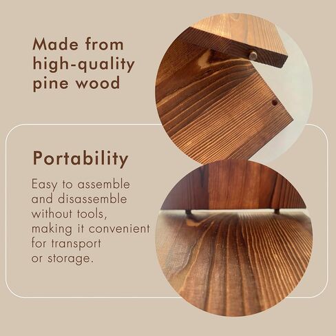 4-Tier Ultra Wide Wooden Display Stand, Wood Riser for Table Display, No Tools Required, Easy to Assemble, Durable Wood Stands for Dessert Table & Home Deco in Saudi Arabia