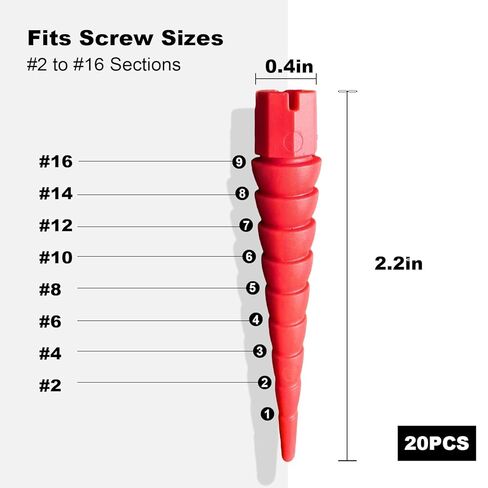 Red 20pcs مرساة إصلاح ثقب المسمار ، حشو فتحة فتحة فتحة الباب ، مرساة الجدار متعدد الاستخدامات ، أحجام أحجام البراغي الخشبية #2 إلى #16 in Kuwait