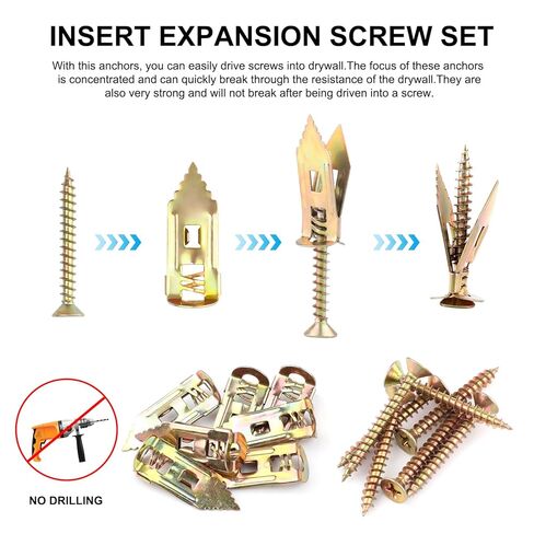 50Pcs Self Drilling Drywall Anchors with Screws Kit 0.47x1.18 Inch Zinc Plated Steel Wall Anchors and Screw Kit 50 Anchors 50 Screws,Heavy Duty Self Drilling Anchors Screw for TV Cabinet Decoration in Kuwait