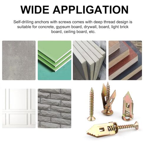 50Pcs Self Drilling Drywall Anchors with Screws Kit 0.47x1.18 Inch Zinc Plated Steel Wall Anchors and Screw Kit 50 Anchors 50 Screws,Heavy Duty Self Drilling Anchors Screw for TV Cabinet Decoration in Kuwait