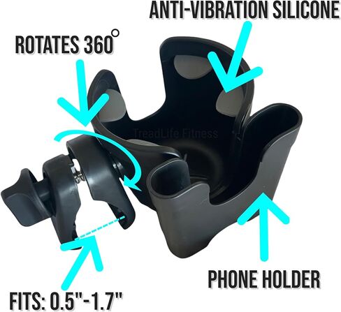 The Cardio Buddy - Water Bottle and Phone Holder - Designed for Most Treadmills, Ellipticals, Exercise Bikes in Saudi Arabia