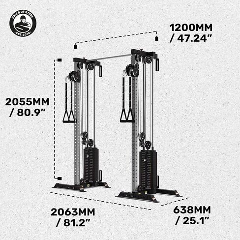 Bells of Steel Cable Machine Tower - Commercial and Home Gym Equipment - Aluminum Pulleys with Stacks or for Plates, Squat Stands and Uprights in Kuwait
