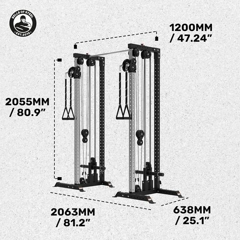 Bells of Steel Cable Machine Tower - Commercial and Home Gym Equipment - Aluminum Pulleys with Stacks or for Plates, Squat Stands and Uprights in Kuwait