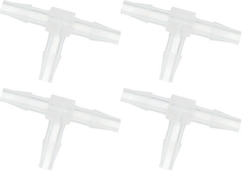 uxcell 3/16" Hose Barb Fitting, 4 Pcs Equal Barbed T Shaped 3 Way Plastic Splicer Joint Mender Adapter Union Fitting for Air Line Tubing Pipe Household Fuel Gas Liquid in Saudi Arabia