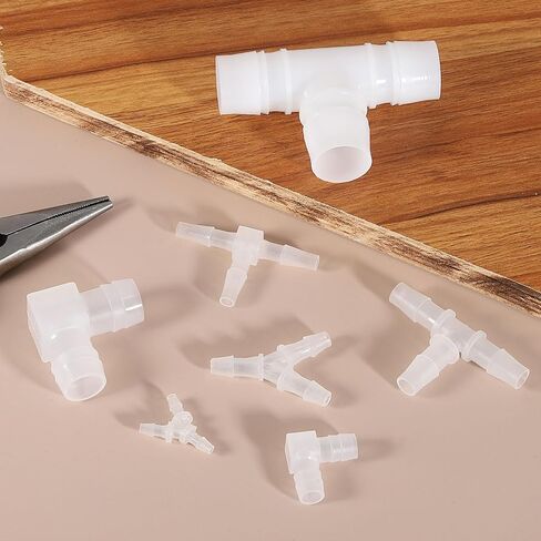 uxcell 3/16" Hose Barb Fitting, 4 Pcs Equal Barbed T Shaped 3 Way Plastic Splicer Joint Mender Adapter Union Fitting for Air Line Tubing Pipe Household Fuel Gas Liquid in Saudi Arabia