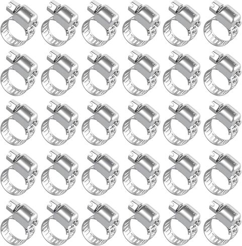 30pcs مشابك خرطوم الفولاذ المقاوم للصدأ ، 1/2 '' - 3/4 '' (13-19mm) مشبك وقود تروس الدودة القابل للتعديل للسباكة والسيارات والتطبيق الميكانيكي in Kuwait