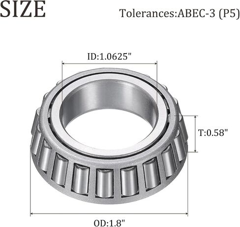 uxcell 09067 Tapered Roller Bearing Cone and Cup, 0.75" Bore x 1.93" OD x 0.74" Thick, Chrome Steel Taper Bearing Set, ABEC-5 in Saudi Arabia