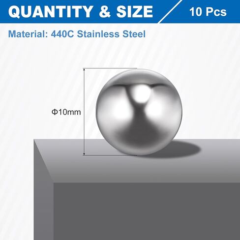 uxcell 10mm Bearing Balls, 10 Pcs 440C Stainless Steel G10 Precision Balls Metric Mixing Balls for Bearings Bicycles Casters in Saudi Arabia
