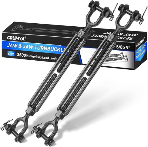 2Pack Heavy Duty Turnbuckle 1/2"*13Inch,2200 lbs Working Load Limit, Weather Resistant, M12 Steel Jaw and Jaw Black Turnbuckle for Tractor, Wire Rope Tension, Sun Shade Tent, Treehouse, Deck in Saudi Arabia