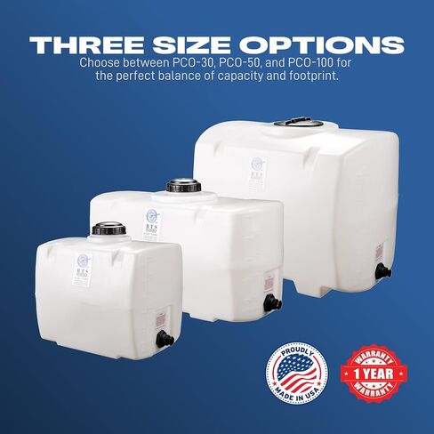 RTS Plastics Polyetomolded Polyethylene PCO-30 GALLON الخزان للماء والسوائل غير القابلة للاشتعال مع شريط جراد مصبوب وكوع السيفون in Saudi Arabia