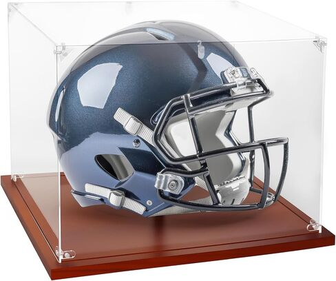 Full Size Helmet Display Case with Solid Wood Base & Holder for Football, Baseball, Hockey Puck Helmet, Clear Acrylic Baseball Display Case for Collectible & Sports Memorabilia in Saudi Arabia