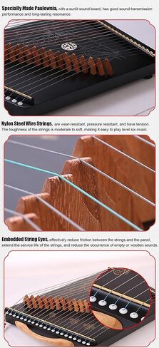 Portable Guzhengs, 60x34 CM, 21 Strings, 12 Patterns, Guzheng Exerciser with Accessories and Backpack Suitable for Beginner/Professional Guzheng(H) in Saudi Arabia