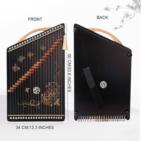 Portable Guzhengs, 60x34 CM, 21 Strings, 12 Patterns, Guzheng Exerciser with Accessories and Backpack Suitable for Beginner/Professional Guzheng(H) in Saudi Arabia