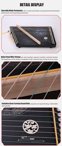Mini Guzheng ، 55 × 34 سم ، 21 سلاسل ، 5 أنماط ، تمرين Guzheng مع إكسسوارات مناسبة للمبتدئين/المهنية/الأطفال/Guzheng البالغ (أ) in Kuwait
