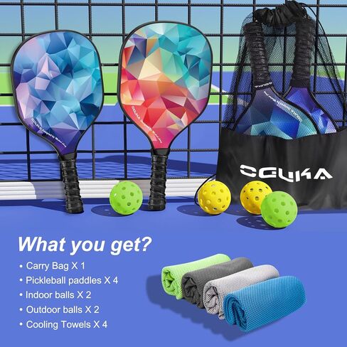 Pickleball Paddles, USAPA Approved Lightweight Pickleball Paddles Set of 4, 4 Pickleball Balls, 4 Cooling Towels& Bag, Premium Pickleball Rackets for Beginners & Pros in Saudi Arabia