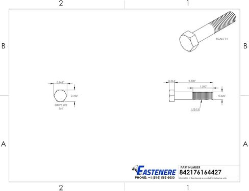1/2-13 × 2-1/2 "براغي غطاء رأس سداسي سداسي ، محرك سداسي خارجي ، الفولاذ المقاوم للصدأ 304 ، ملولب جزئيًا ، من الفولاذ المقاوم للصدأ ، الكمية 10 بواسطة Fastenere in Saudi Arabia