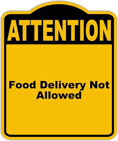 توصيل الطعام غير مسموح بانتباه أصفر أسود الألومنيوم المركب 8.5 × 10 بوصات in Kuwait