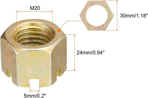 uxcell 1Pcs M24x3mm Hexagon Slotted Nut, Grade 10 Carbon Steel Hex Castle Nuts, Color Zinc in Saudi Arabia