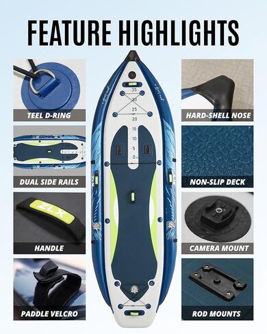 ZLX 11'6''x42'' Extra Wide Inflatable Fishing Paddle Board for Adults- Stable Non-Slip Deck Pad, Dual Reinforced Sides & Quiet Glide, 400lb Capacity SUP, Rod Holder, Camera Mount, Dual-Action Pump in Saudi Arabia