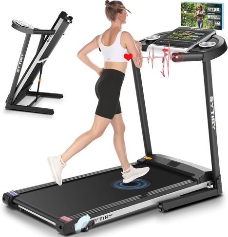 sytiry incline preghills للمنزل مع شاشة التلفزيون و WiFi ، طحين من وسادة المشي الذكية سعة 3.25 حصان مع الميل ، آلة تشغيل كهربائية قابلة للطي الثقيلة مع شاشة تعمل باللمس 10 بوصات ، مشاهد رياضية ثلاثية الأبعاد in Kuwait