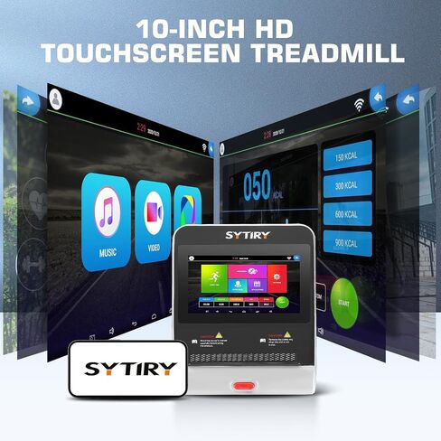 sytiry incline preghills للمنزل مع شاشة التلفزيون و WiFi ، طحين من وسادة المشي الذكية سعة 3.25 حصان مع الميل ، آلة تشغيل كهربائية قابلة للطي الثقيلة مع شاشة تعمل باللمس 10 بوصات ، مشاهد رياضية ثلاثية الأبعاد in Kuwait