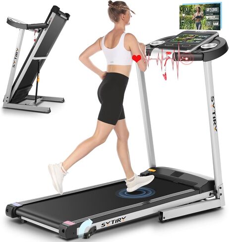 sytiry incline preghills للمنزل مع شاشة التلفزيون و WiFi ، طحين من وسادة المشي الذكية سعة 3.25 حصان مع الميل ، آلة تشغيل كهربائية قابلة للطي الثقيلة مع شاشة تعمل باللمس 10 بوصات ، مشاهد رياضية ثلاثية الأبعاد in Kuwait