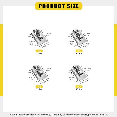 48pcs 3030 Series M4 M5 M6 M8 Roll in Spring t Nuts ، لفة في T Jus مع زنبرك الكرة ، نصف الصلب الكربوني ، كرة صامدة محملة T nut for 3030 Series Profusion in Saudi Arabia