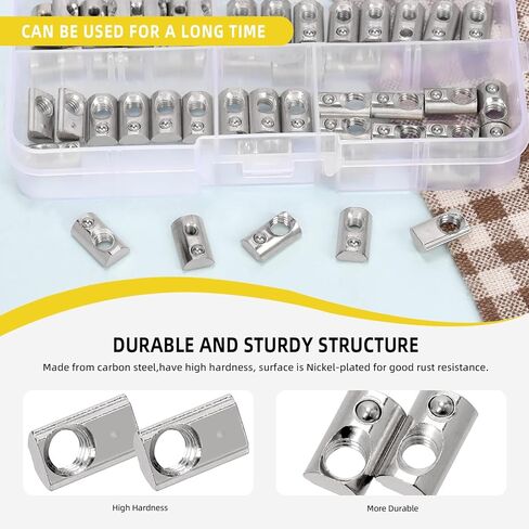 48pcs 3030 Series M4 M5 M6 M8 Roll in Spring t Nuts ، لفة في T Jus مع زنبرك الكرة ، نصف الصلب الكربوني ، كرة صامدة محملة T nut for 3030 Series Profusion in Saudi Arabia