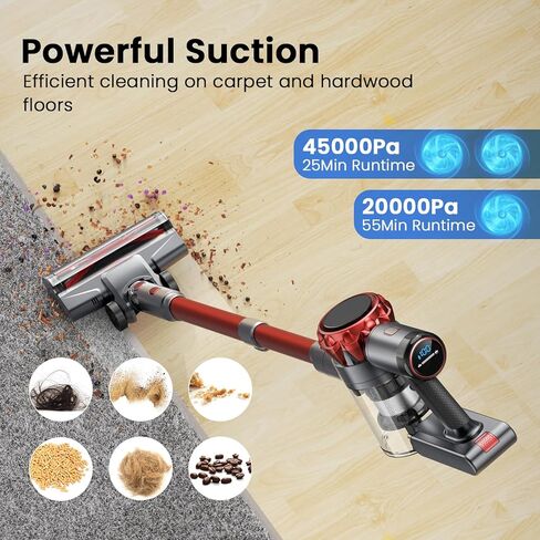S3 Cordless Vacuum Plicner ، 45 كيلو بايت من عمال النظافة الفراغات الشفطية للمنزل ، ومساحة عصا قابلة لإعادة الشحن لمدة 55 دقيقة in Kuwait