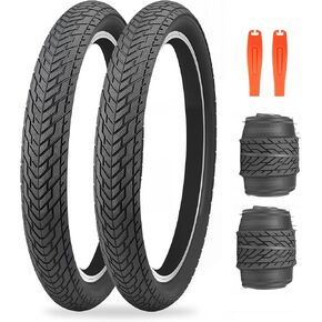 Meghna Bike Tyre 20 Inch Mountain Bike Tyre مع رافعة 60-406 إطارات قابلة للطي 20 × 2.35 بوصة استبدال مخادع لـ BMX Freestyle Kids Cruiser Bike (أسود ، 20 × 2.35 بوصة - 2 حزمة - بدون أنابيب) in Kuwait
