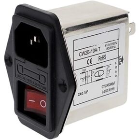 CW2B-10A-T Plug-in Power Filter 6A10A220VAC IEC Socket with Insurance red Switch(CW2B-10A-T) in Saudi Arabia
