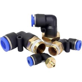 50pcs pl pneumatic Quick Fitting 4/6/8/10/12mm موصل الخرطوم القطر الخارجي 1/8 "1/4" 3/8 "1/2" BSPT كوع المكونات الإضافية (PL12-03) in Kuwait