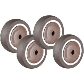 Pack of 4 4-inch Brown Reinforced Single casters TPE Rubber Wheels wear-Resistant Silent Accessories Pulleys in Saudi Arabia