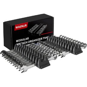 48pcs مجموعة منظمات مفاتيح مفاتيح Magnetic Magnetic - رف تخزين درج الأدوات مع ملصقات مترية و SAE ، حامل مفتاح الربط مع المغناطيس ، هدية مثالية للأداة للرجال ، ديرز وميكانيكا (أسود) in Kuwait