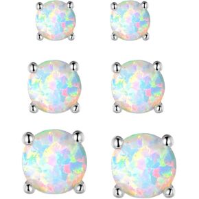 3 Pack Set Opal Stud Earrings for Women Hypoallergenic 18K Gold Plated Opal Earrings Jewelry for Mother's Day in Saudi Arabia
