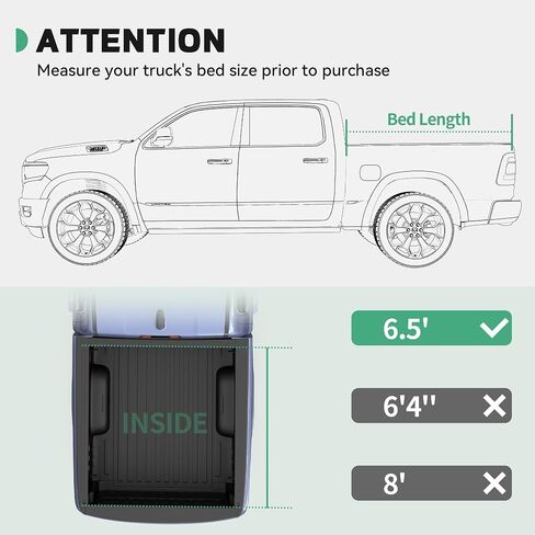 Soft Quad-fold Tonneau Cover Fit for Dodge Ram 1500 2002-2025 (Incl. Classic & New), Fits for Dodge Ram 2500 3500 2003-2025, Fleetside 6.4 Ft Bed (Without Ram Box) in Kuwait
