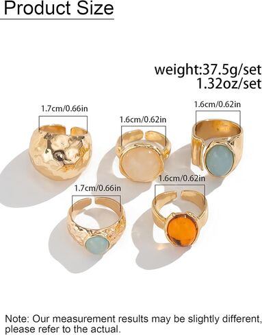 Chunky Gold Shell Starfish Ring Set for Women Trendy Gold Flower Scallop Seashell Starfish Gemstone Rings Adjustable Stacking Statement R-ings Non Tarnish Spring Summer Jewelry Accessories in Saudi Arabia