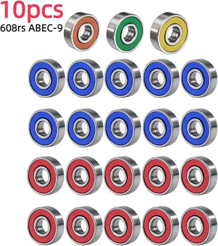 10Pcs Ball Bearings 8x22x7mm 608rs ABEC-9 Miniature Bearings Deep Groove Roller Skate Wheel Bearing Carbon Steel for Skateboard(Blue) in Saudi Arabia