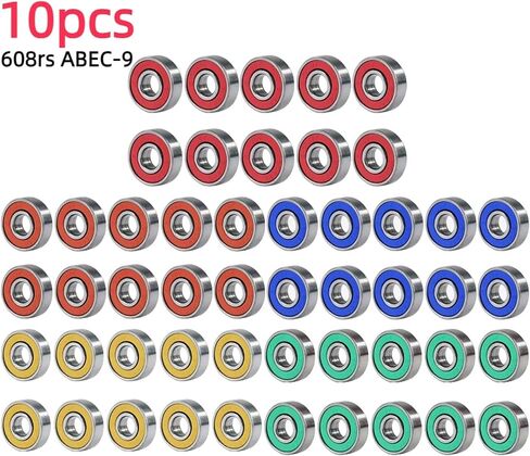 10Pcs Ball Bearings 8x22x7mm 608rs ABEC-9 Miniature Bearings Deep Groove Roller Skate Wheel Bearing Carbon Steel for Skateboard(Blue) in Saudi Arabia