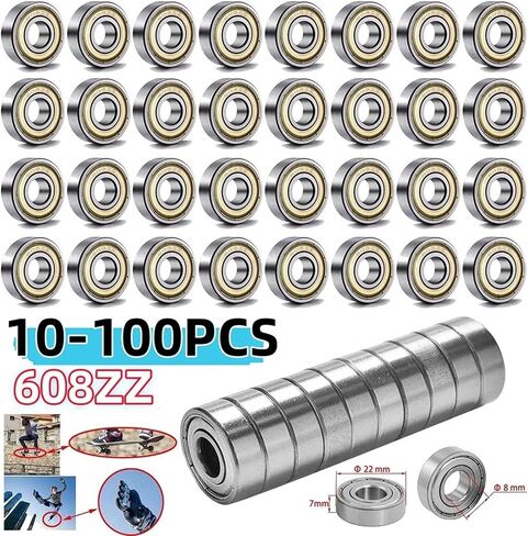 10-100pcs 608ZZ Carbon Steel Deep Groove Ball Bearings for Longboard Skates Roller Skates Frictionless Miniature 608ZZ Bearings(10pcs) in Saudi Arabia