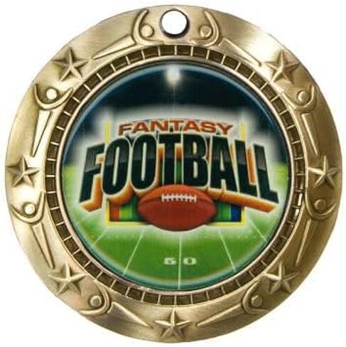 Decade Awards Fantasy Football World Class Medal - Gold, Silver or Bronze | Engraved FFL Medal with Football Ribbon - 3 Inch Wide - Customize Now in Kuwait