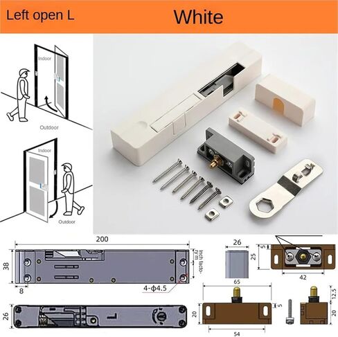 Door Buffer Damper Hydraulic Wooden Door External Opening Household Silent Automatic Door Closer 1Pcs(Left L-White) in Saudi Arabia